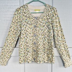 Sigrid Olsen Multicolor Geometric Cardigan Medium Silk Blend Grannycore Cottage